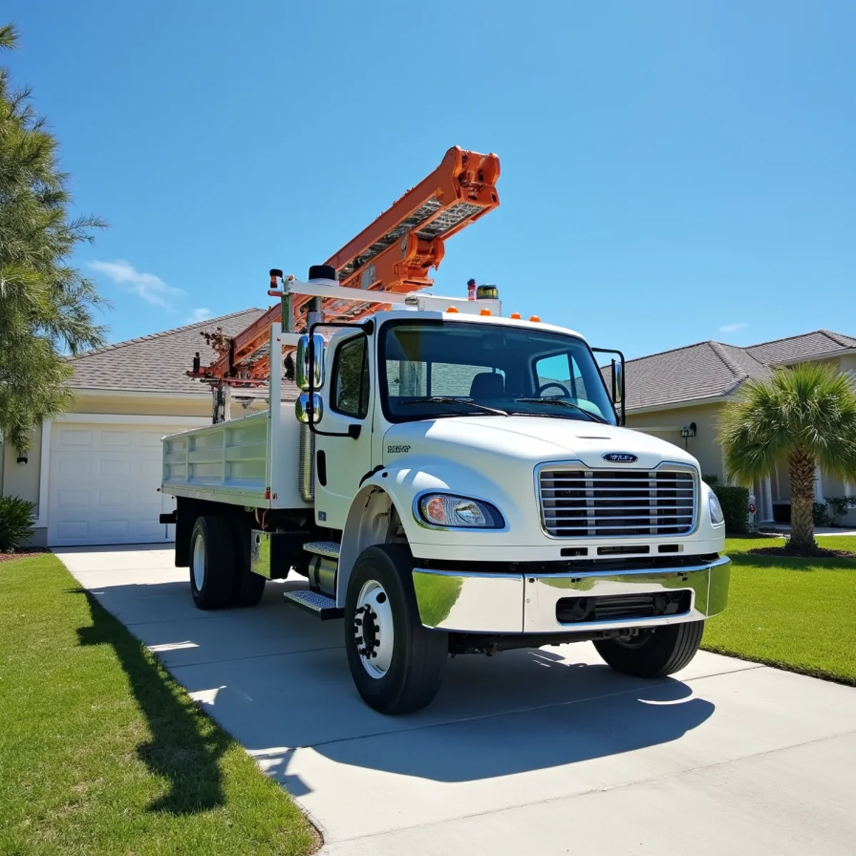 Align Roofing Service work truck in a Titusville neighborhood