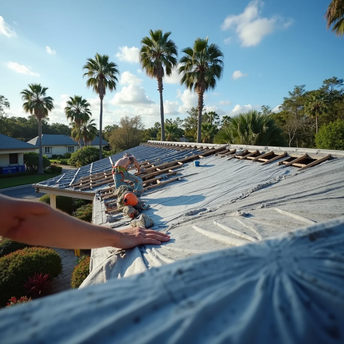 Hurricane Roof Damage Repair work by Align Roofing Service in Titusville, FL